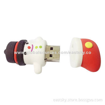Custom Snow Man-shaped Thumb Drive, Made of Soft PVC Material, OEM Orders are WelcomeNew